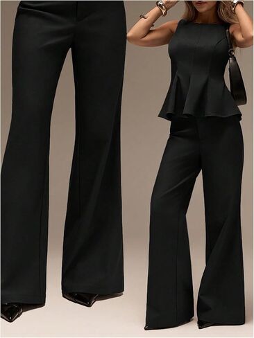 Floerns Women's Dressy Casual Low Rise Suit Work Pants Bell Bottom Business Casual Office Flare Trousers in Saudi Arabia