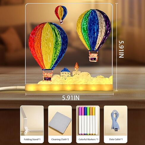 لوحة ملاحظات LED بألوان، لوحة رسائل أكريليك مضيئة LED 7 ألوان قلم/حامل، لوحة تعليم الرسم والكتابة الممتعة، لوحة ملاحظات فنية للمكتب والمدرسة والمنزل (5.91 * 5.91 بوصة) in Kuwait