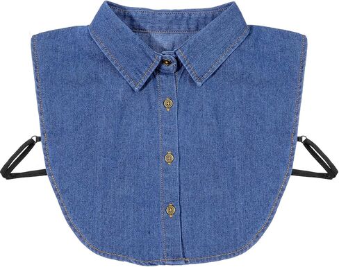 JIEYAO Denim Detachable Collar, Fake Collar Dickey Blouse Top for Women Removable Decorative Collar Accessory with Buttons in Saudi Arabia