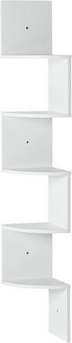 Amazon Basics 5-Tier Corner Shelf, Wall-Mounted, Set of 1, Floating Corner Bookshelf for Living Room, Bedroom, Bathroom, Home Office, 7.8"D x 48.5"W x 7.8"H (Inches), White in Saudi Arabia