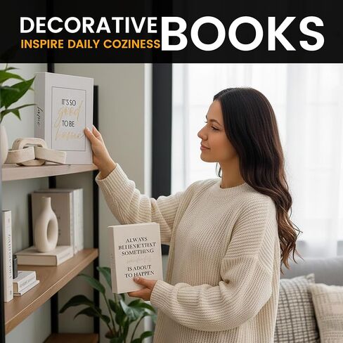 Modern Decorative books Set of 2 Premium Linen Hardcover Fake/Faux Book Box & Paulownia Wooden Chain for Coffee Table Decor and Shelf Decoration,Jewelry Box,Photo Storage in Saudi Arabia