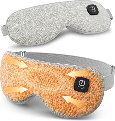 قناع عين ساخن - قناع عين لاسلكي للعيون الجافة، تخفيف العين، تحسين النوم، 4 درجات حرارة، وسادة تدفئة للعين قابلة للغسل للسفر مع غطاء قابل للاستبدال، هدايا للنساء in Kuwait