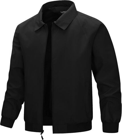 33,000ft Men's Lightweight Jackets Full Zip Up Windbreaker Laydown Collar Light Coat Stylish Casual Golf Jacket with Pockets in Saudi Arabia