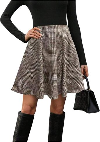 MakeMeChic Women's Christmas High Waist Skater Skirt A Line Flared Elegant Short Skirts in Saudi Arabia