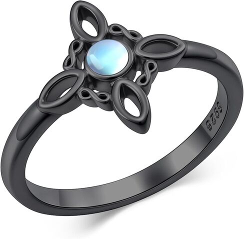 Witches Knot Ring for Women 925 Sterling Silver White/Black Celtic Witch Ring Ankh Eye of Horus Wiccan Jewelry Birthday Christian Halloween Gifts in Kuwait