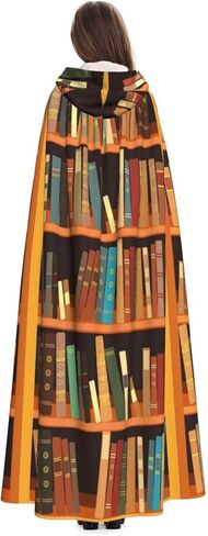Library Bookshelf Book Cape Hooded Cloak Halloween Party Cosplay Robe Adult Costume in Saudi Arabia