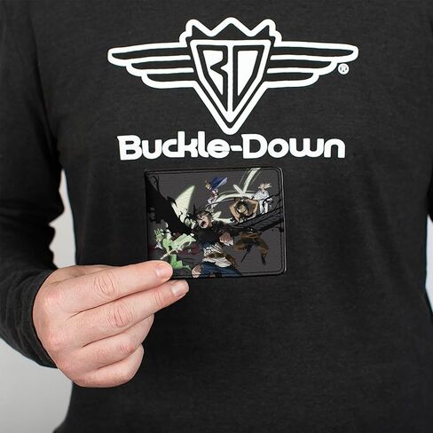 Buckle-Down Crunchyroll Wallet, Bifold, Black Clover Five Character Group Action Pose and Logo Gray, Vegan Leather in Saudi Arabia