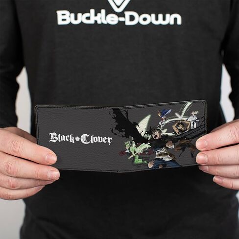 Buckle-Down Crunchyroll Wallet, Bifold, Black Clover Five Character Group Action Pose and Logo Gray, Vegan Leather in Saudi Arabia