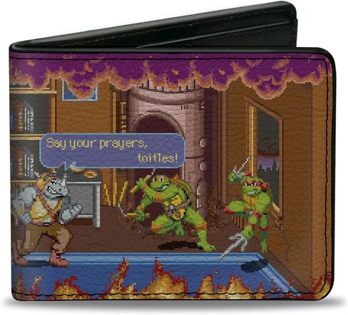 Buckle-Down Nickelodeon Wallet, Bifold, Teenage Mutant Ninja Turtles Battle Rocksteady Arcade Scene, Vegan Leather in Saudi Arabia