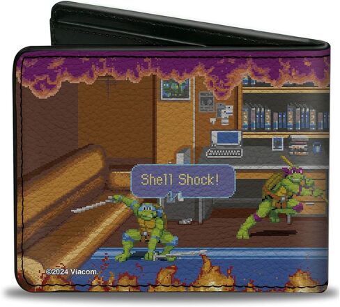Buckle-Down Nickelodeon Wallet, Bifold, Teenage Mutant Ninja Turtles Battle Rocksteady Arcade Scene, Vegan Leather in Saudi Arabia