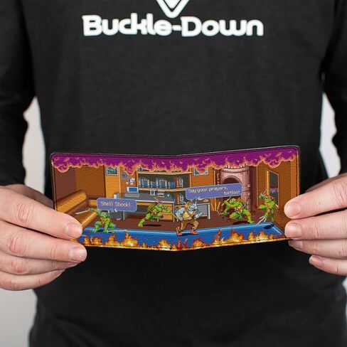 Buckle-Down Nickelodeon Wallet, Bifold, Teenage Mutant Ninja Turtles Battle Rocksteady Arcade Scene, Vegan Leather in Saudi Arabia