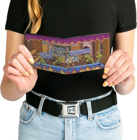 Buckle-Down Nickelodeon Wallet, Bifold, Teenage Mutant Ninja Turtles Battle Rocksteady Arcade Scene, Vegan Leather in Saudi Arabia