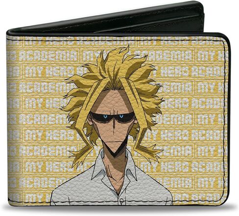 Buckle-Down Crunchyroll Wallet, Bifold, My Hero Academia All Might Pose and Title Logo Yellow White, Vegan Leather in Saudi Arabia