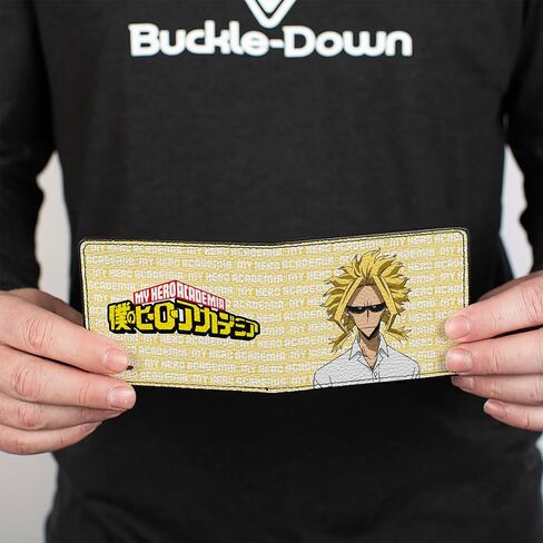 Buckle-Down Crunchyroll Wallet, Bifold, My Hero Academia All Might Pose and Title Logo Yellow White, Vegan Leather in Saudi Arabia