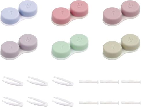 6 Pack Contact Lens Cases, Portable Storage Box, Mini Eyes Container, Removal Tool, Lenses Holder Box with Left/Right Caps, for Business Trip, Travel in Saudi Arabia