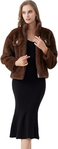 GRAN ORIENTE Womens Winter Faux Fur Coats 2025 Trendy,Short Furry Warm Jackets Outwear in Kuwait