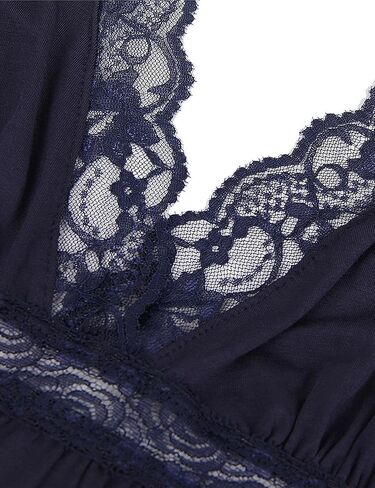 Women's Plus Size Modal Babydoll Deep V Neck Lace Trim Chemise Flared Dress Sleepwear Lace Chemise Babydoll in Saudi Arabia