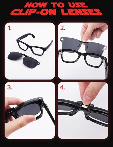 نظارات شمسية مستقطبة بمشبك لـ Ray-Ban Meta Wayfarer RW4006 & Gen 2 RW4012 (مقاس 50-22) - حماية من الأشعة فوق البنفسجية - ملاءمة عالمية للرجال والنساء - أسود كلاسيكي وأحمر ناري in Kuwait