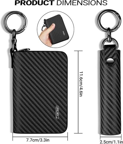 T-carbon Credit Card Holder with ZIpper,RFID Blocking Wallet for Men and Women,Carbon Fiber Leather business card holder,10 Card Slots Black in Saudi Arabia
