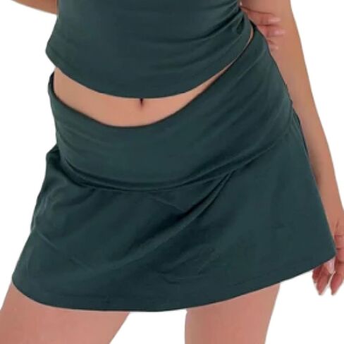 Yoawdats Womens Bodycon Mini Skirt Casual Fold Over Low Waist Pleated Skorts Ruffle Skirts Tennis Athletic Cute Micro Skirt in Saudi Arabia