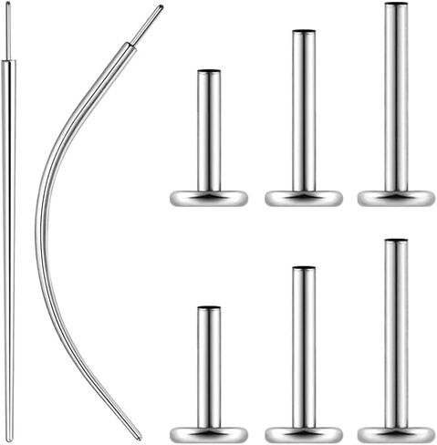 18G/16G Threadless Bar ASTM F136 Titanium Replacement Post, 6pcs Post and 2pcs Piercing Assistant Tools Flat Back Stud Earrings with 6/8/10mm Bar Length for Nose Helix Cartilage Tragus Conch Lobe Labret Piercing Jewelry in Saudi Arabia
