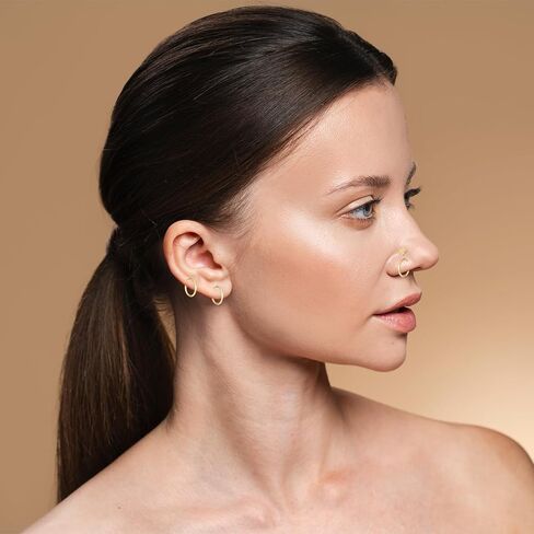 حلقات أنف 18 جرام وحلقات أنف 20 جرام للنساء والرجال، حلقات أنف مطلية بالذهب عيار 14 قيراط، حلقة حلزونية غضروفية مفصلية 316 لتر من الفولاذ المقاوم للصدأ الجراحي قطعة ثقب الأنف in Kuwait