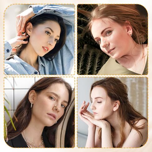 حلقات أنف 18 جرام وحلقات أنف 20 جرام للنساء والرجال، حلقات أنف مطلية بالذهب عيار 14 قيراط، حلقة حلزونية غضروفية مفصلية 316 لتر من الفولاذ المقاوم للصدأ الجراحي قطعة ثقب الأنف in Kuwait