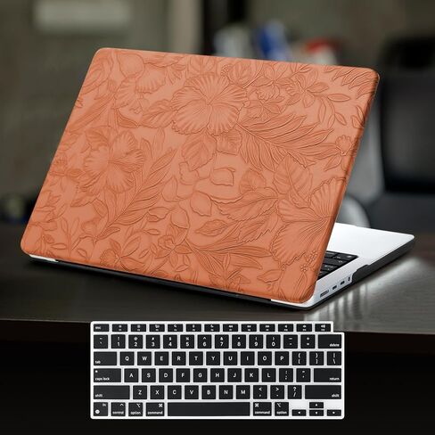 DTangLsm for MacBook Pro 13 inch Case M2 2024 2023 2022-2016 A2338 M1 A2289 A2251 A2159 A1989 A1706 A1708 Texture Leather MacBook Pro Case Plastic Hard Shell Case&Keyboard Cover, Green Embossed Floral in Kuwait