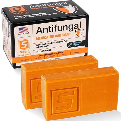 Shield 1% Clotrimazole Antifungal Soap Bar with Tea Tree Oil - Medicated Relief for Athletes Foot, Jock Itch, Ringworm - Foot Soap for Skin Fungus 4 oz (2-pack) in Saudi Arabia