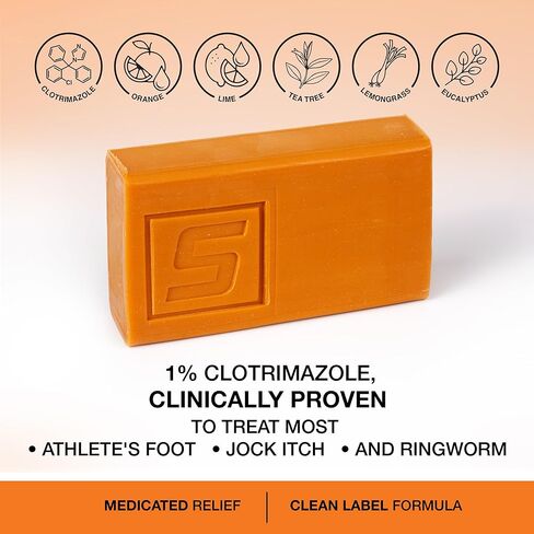 Shield 1% Clotrimazole Antifungal Soap Bar with Tea Tree Oil - Medicated Relief for Athletes Foot, Jock Itch, Ringworm - Foot Soap for Skin Fungus 4 oz (2-pack) in Saudi Arabia