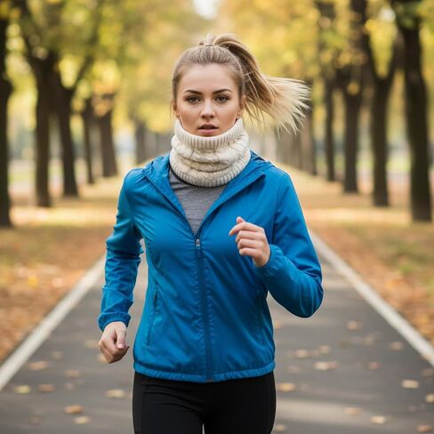 Beige Thermal Knit Neck Gaiter, Fleece-Lined Windproof Neck Gaiter for Cold Weather Protection in Saudi Arabia