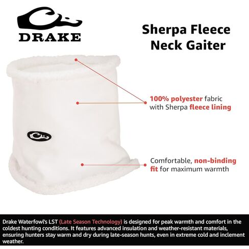 Drake Waterfowl Unisex Sherpa Fleece Neck Gaiter - Warm Durable Non-Binding Cold-Weather Outdoor Hunting Neck Scarf, OSFM in Saudi Arabia
