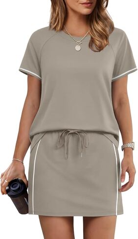 SAMPEEL 2 Piece Sets for Women Skirt Sets Summer Outfits Womens Clothing Set Travel Workout Skort Sets in Saudi Arabia