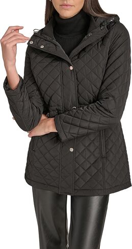 Calvin Klein womens Hooded Quilted Jacket – Classic Diamond Stitch Long Coat With Pockets in Saudi Arabia