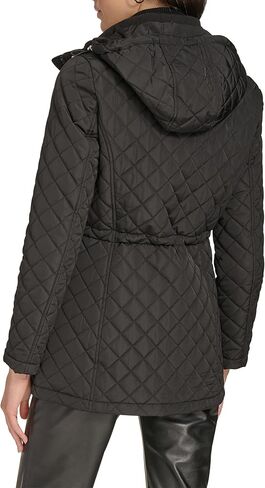 Calvin Klein womens Hooded Quilted Jacket – Classic Diamond Stitch Long Coat With Pockets in Saudi Arabia