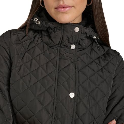 Calvin Klein womens Hooded Quilted Jacket – Classic Diamond Stitch Long Coat With Pockets in Saudi Arabia