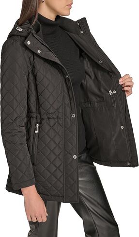 Calvin Klein womens Hooded Quilted Jacket – Classic Diamond Stitch Long Coat With Pockets in Saudi Arabia
