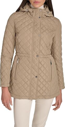 Calvin Klein womens Hooded Quilted Jacket – Classic Diamond Stitch Long Coat With Pockets in Saudi Arabia
