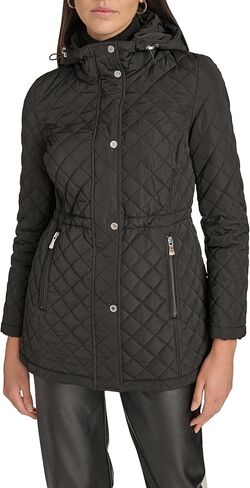 Calvin Klein womens Hooded Quilted Jacket – Classic Diamond Stitch Long Coat With Pockets in Saudi Arabia