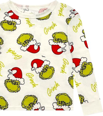 The Grinch Pajamas Girls 2-Piece Matching Set - Kids Soft Christmas PJs Loungewear - Long Sleeve & Shorts - Official Product in Saudi Arabia