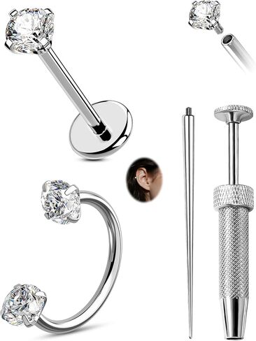 CM Crareesi Mania 20G Nose Rings Hoops 316L Stainless Steel Horseshoe Nose Ring Studs Internally Threaded Flat Back Lip Rings Helix Tragus Cartilage with Piercing Grabber Tool in Saudi Arabia