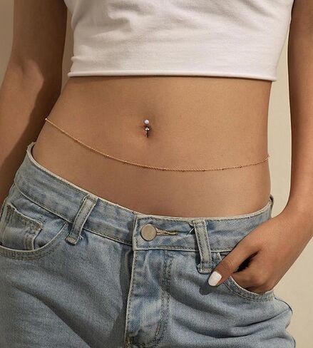 5 Pcs Titanium Floating Belly Button Rings 14G Hypoallergenic Belly Rings for Women 8mm/10mm/12mm/14mm Internally Threaded Flat Navel Belly Piercing Jewelry in Saudi Arabia