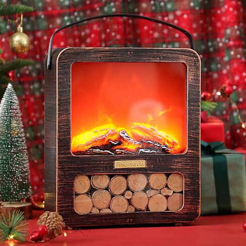 مدفأة وهمية LED للشاشات، مدفأة تعمل بمنفذ USB/البطارية، فوانيس صغيرة مزخرفة داخليًا لديكور الخريف، ديكور منزلي عتيق، طاولة - برونزية in Kuwait