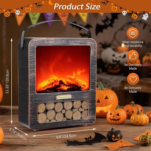 مدفأة وهمية LED للشاشات، مدفأة تعمل بمنفذ USB/البطارية، فوانيس صغيرة مزخرفة داخليًا لديكور الخريف، ديكور منزلي عتيق، طاولة - برونزية in Kuwait