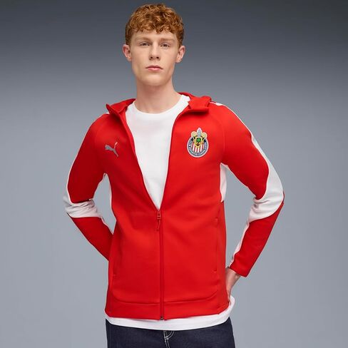 PUMA Men's Standard Chivas Evostripe Hooded Jacket, Red-White AH25 in Saudi Arabia