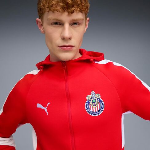 PUMA Men's Standard Chivas Evostripe Hooded Jacket, Red-White AH25 in Saudi Arabia