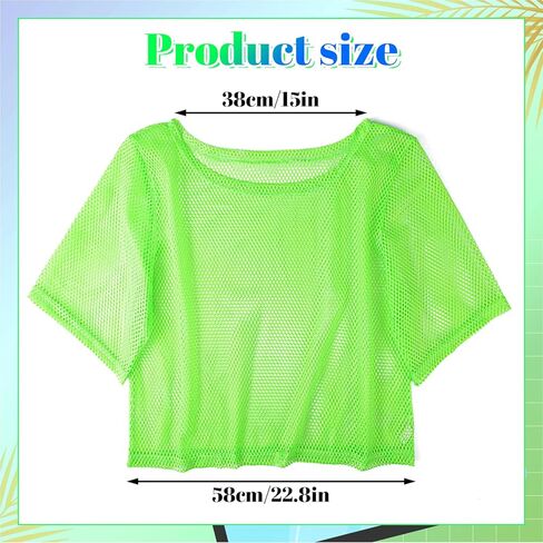 Neon Fishnet Tops, 80s 90s Neon Shirts for Women, Casual Sexy Mesh Off Shoulder T-Shirt Suitable for Masquerade Disco Party in Saudi Arabia