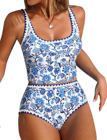 ZAFUL Tankini ملابس السباحة التحكم في البطن لباس السباحة قطعتين مع قاع عالي الخصر in Kuwait
