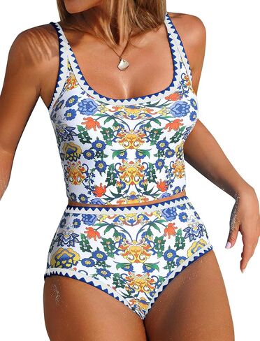 ZAFUL Tankini ملابس السباحة التحكم في البطن لباس السباحة قطعتين مع قاع عالي الخصر in Kuwait
