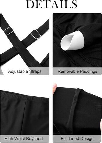 HUSKARY Plus Size Tankini Swimsuits for Women Tummy Control V Neck Hide Belly Bathing Suits Two Piece with Swim Shorts in Saudi Arabia